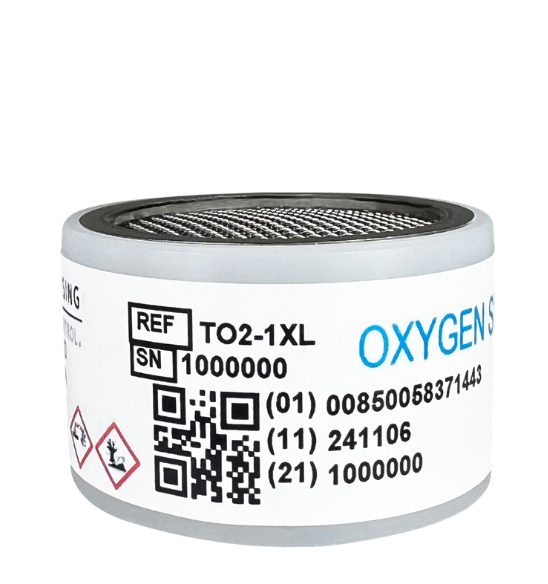 TO2-1XL Extended Life Trace PPM Oxygen Sensor fuel cell for industrial gas monitoring and analysis.