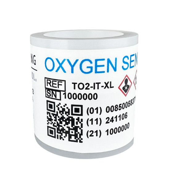 TO2-IT-XL Long Life Trace PPM Oxygen Sensor - Replacement for industrial gas analyzers with high-capacity electrochemical cell.