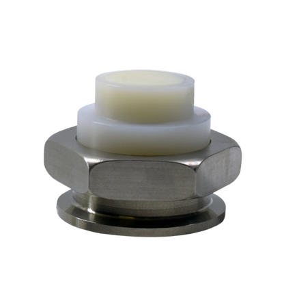 Stainless steel tri-clamp sanitary housing for oxygen sensors used in pharmaceutical and food grade gas analysis.